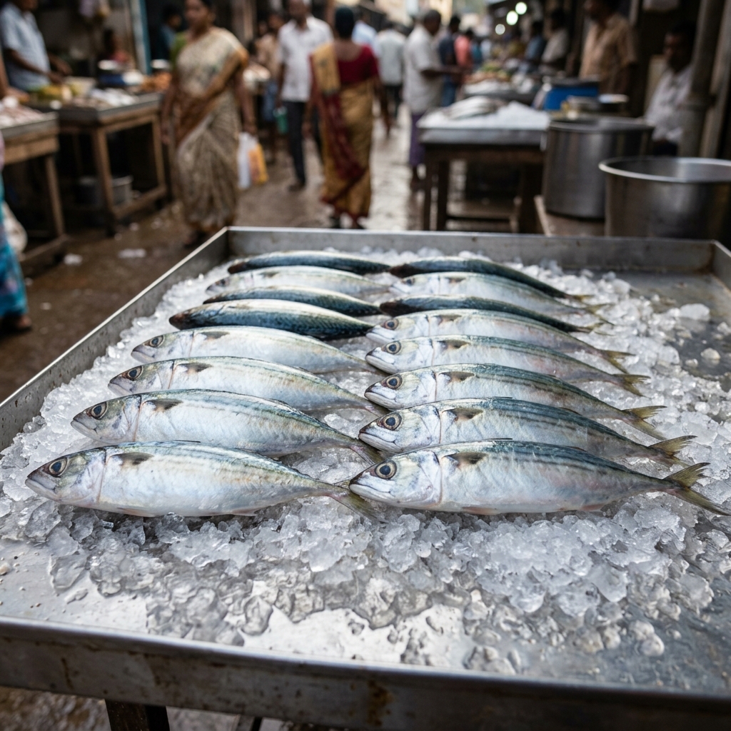 Fresh whole fish on ice